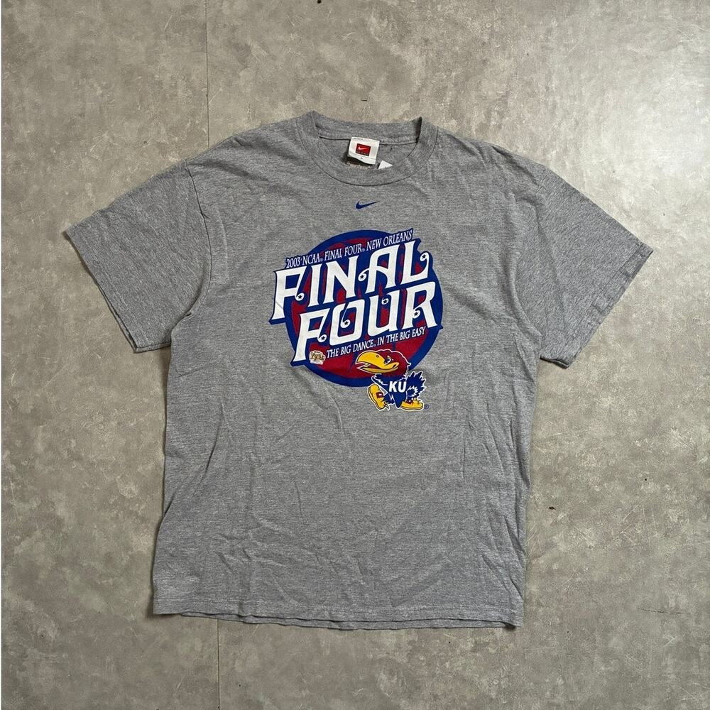 2000s Vintage Kansas Jayhawks Nike Final Four Grey T-Shirt -L